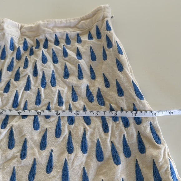 Anthropologie Cream and Blue A-Line Skirt - Picture 5 of 7